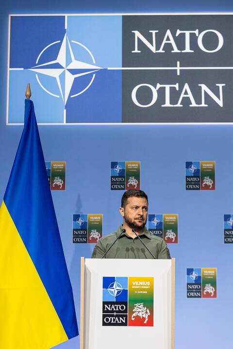 V. Zelenskio spaudos konferencija NATO viršūnių susitikime Vilniuje