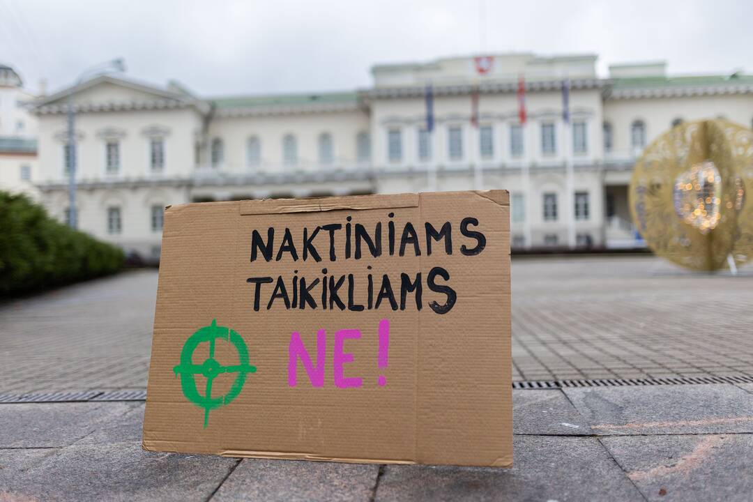 Prie Prezidentūros vyko demonstracija dėl naktinių taikiklių