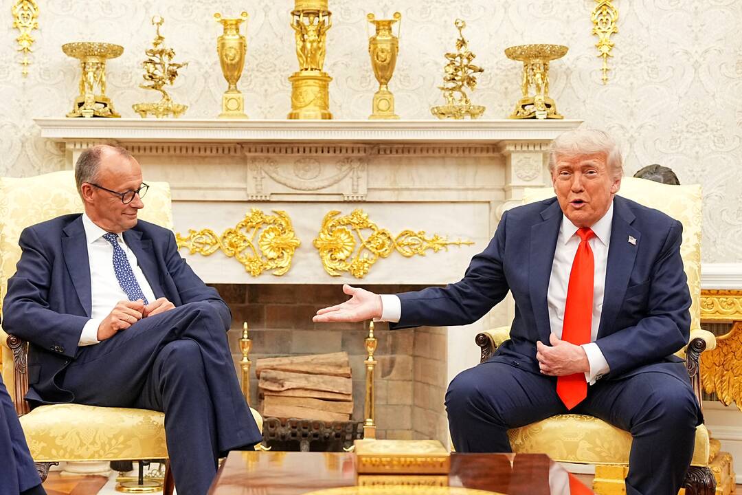 Friedrichas Merzas (kairėje) ir Donaldas Trumpas