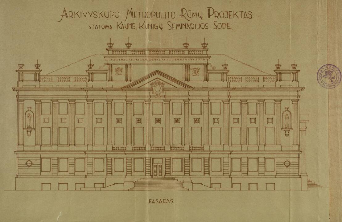 M.Bruskienės mūrinio trijų aukštų gyvenamojo namo K.Donelaičio ir E.Ožeškienės gatvių kampe (dab. K.Donelaičio g. 78 / E.Ožeškienės g. 14) projektas. 