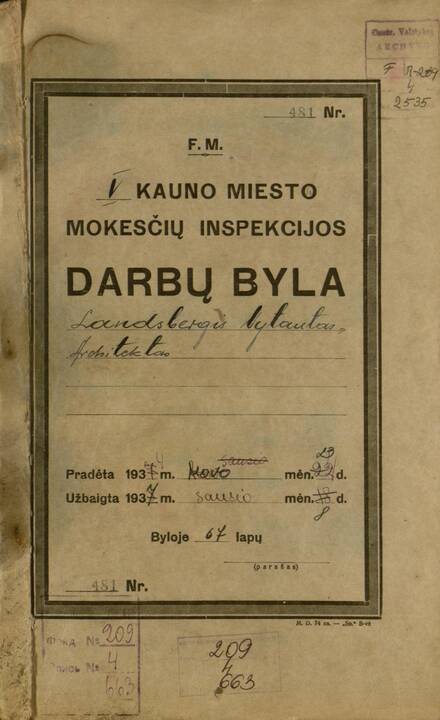 M.Bruskienės mūrinio trijų aukštų gyvenamojo namo K.Donelaičio ir E.Ožeškienės gatvių kampe (dab. K.Donelaičio g. 78 / E.Ožeškienės g. 14) projektas. 