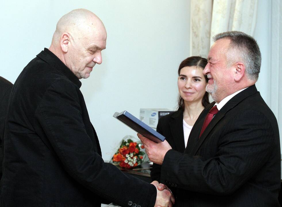 Oskaras Koršunovas (kairėje), Eimuntas Nekrošius, Andrius Mamontovas