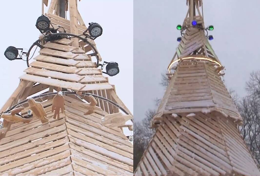 Rokiškis eglę šįmet susikalė iš lentų