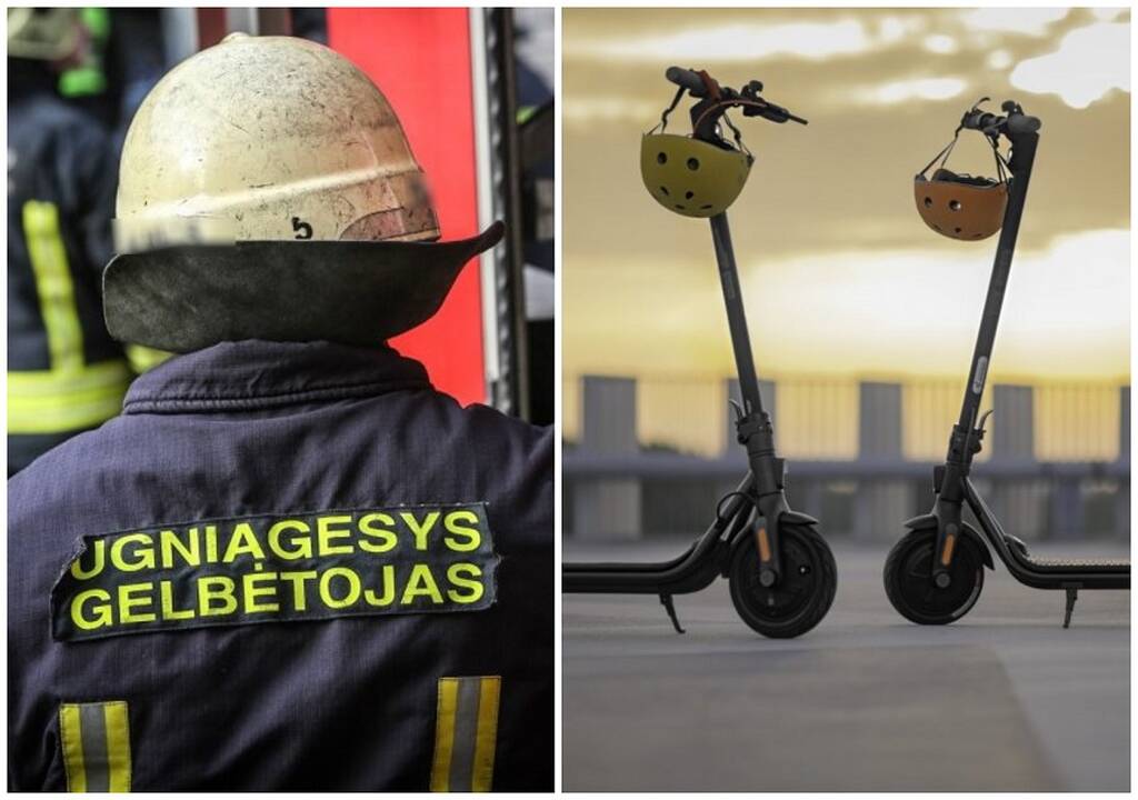 Kaune – gaisras paspirtukų baterijų pilname angare