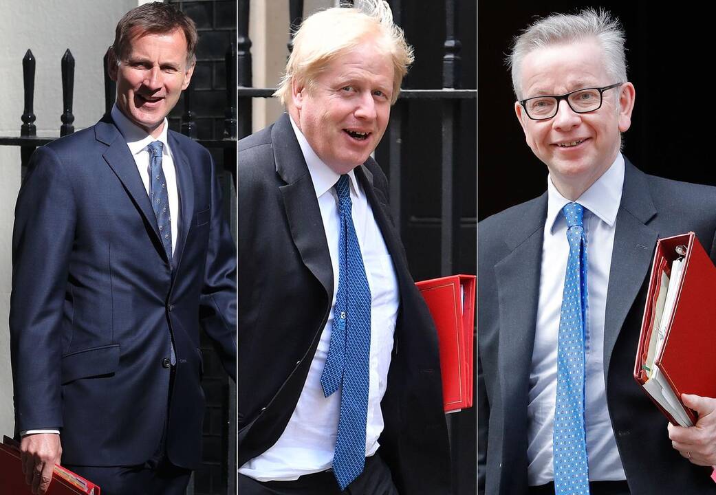 Michaelas Gove'as, Borisas Johnsonas (viduryje), Jeremy Huntas