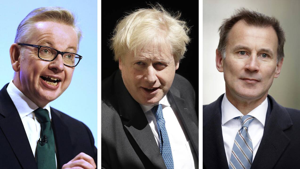 Michaelas Gove'as, Borisas Johnsonas (viduryje), Jeremy Huntas