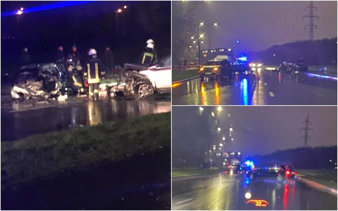 BMW ir „Volvo“ kaktomuša Kaune: sumaitoti automobiliai, gelbėtojai vadavo žmones