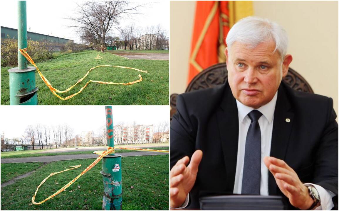 Nuostaba: Vitės kvartalo gyventojai savaitgalį kraipė galvas, matydami aptvertą stadioną, pirmadienį juosta daugelyje vietų jau buvo nudrėksta.
