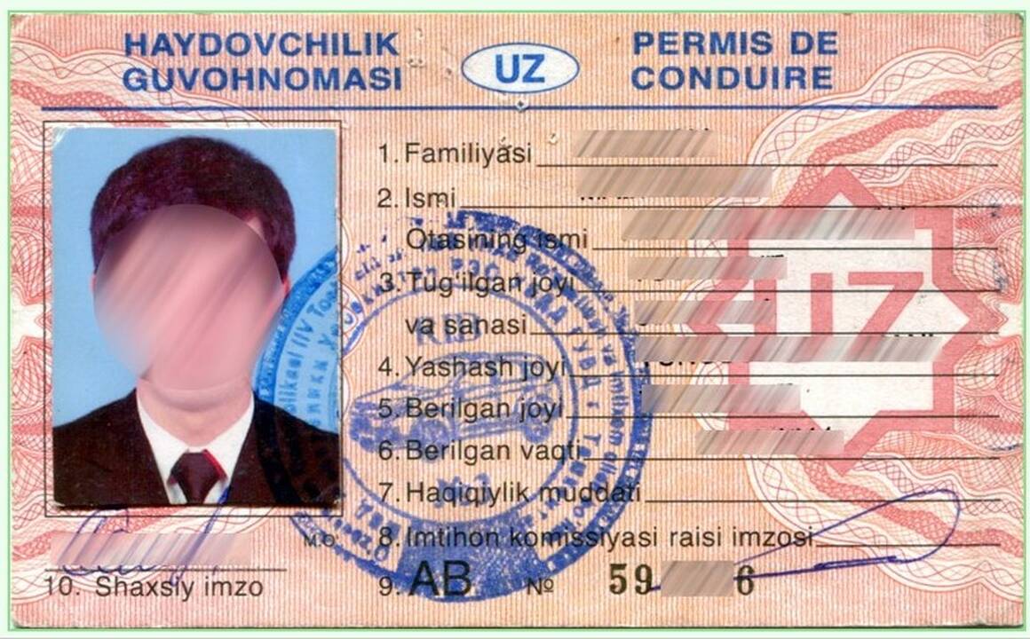 Uzbekijos vairuotojo pavyzdys.