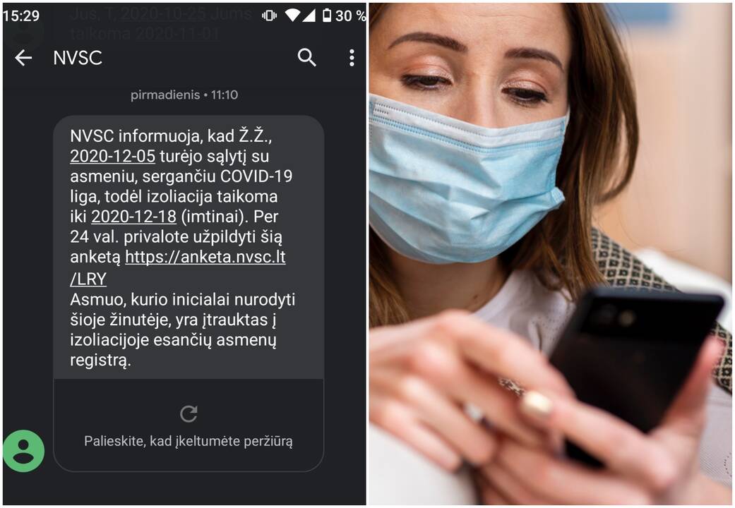 Būkite atsargūs: apsimetant NVSC siunčiamos melagingos žinutės, prašoma asmens duomenų
