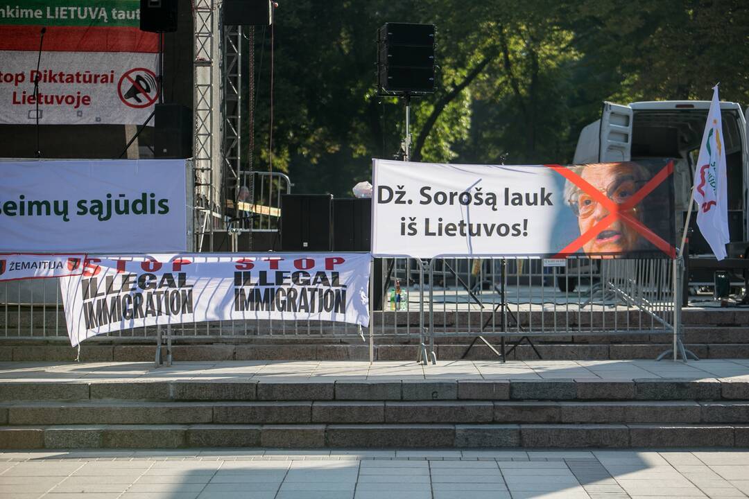 Žmonės renkasi į Šeimų sąjūdžio mitingą prie Katedros