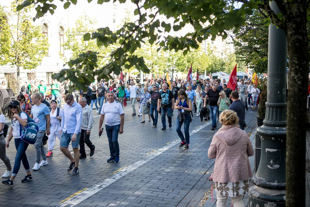Dalis mitinguotojų iš Katedros aikštės patraukė link Seimo