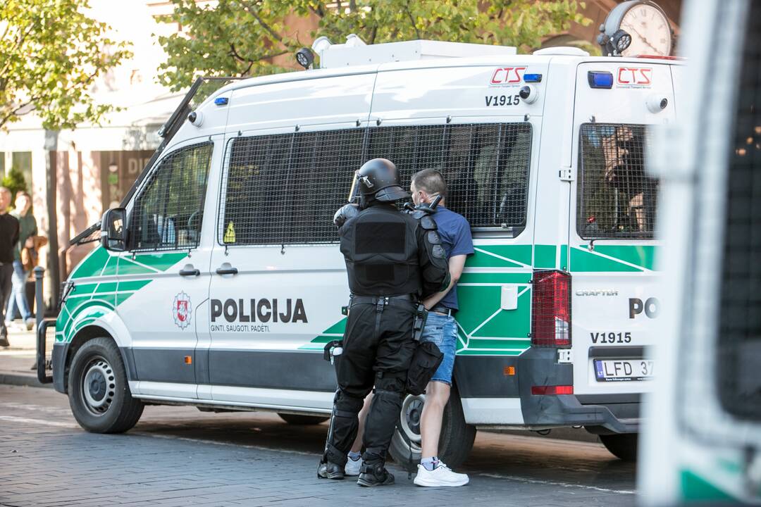 Dalis mitinguotojų iš Katedros aikštės patraukė link Seimo