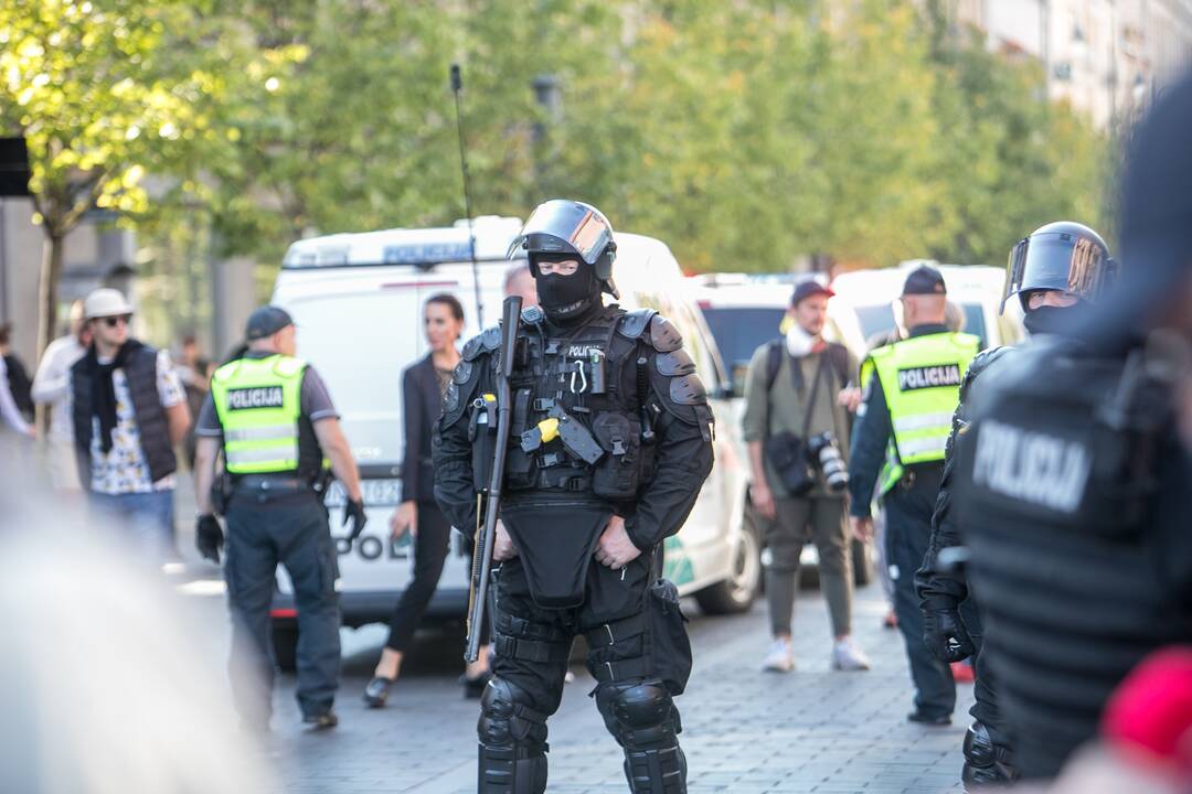 Dalis mitinguotojų iš Katedros aikštės patraukė link Seimo
