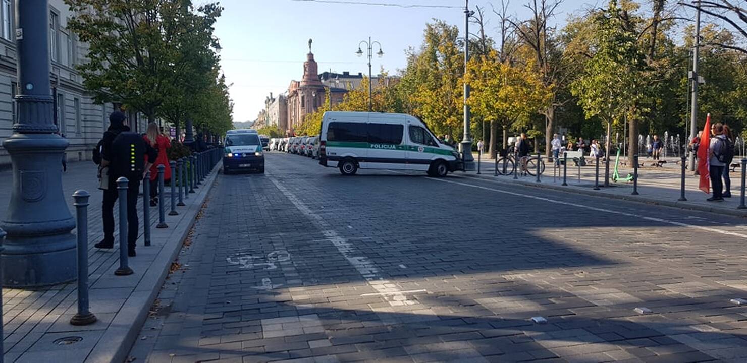 Dalis mitinguotojų iš Katedros aikštės patraukė link Seimo