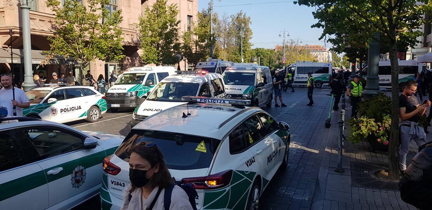 Dalis mitinguotojų iš Katedros aikštės patraukė link Seimo
