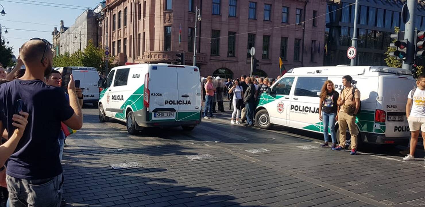 Dalis mitinguotojų iš Katedros aikštės patraukė link Seimo