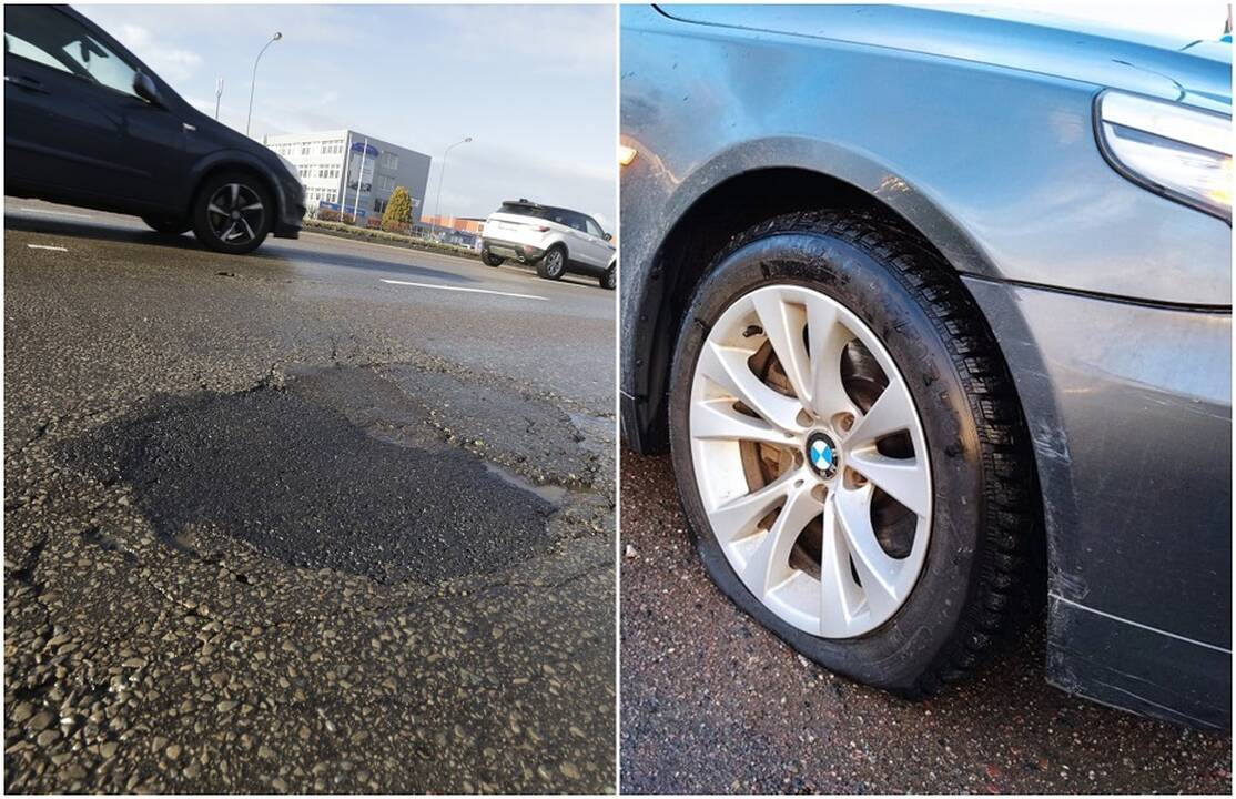Nuostoliai: ten, kur ryte ratus prakirto penki automobiliai, darbininkams teko užtaisyti anksčiau jau lopytas gatvių duobes.