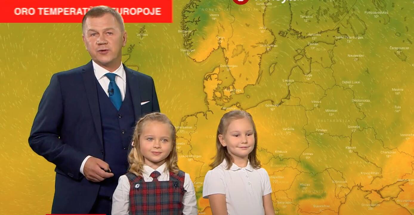 Po Rugsėjo 1-osios šventės – į televiziją: pirmokės padėjo N. Šulijai pristatyti orus