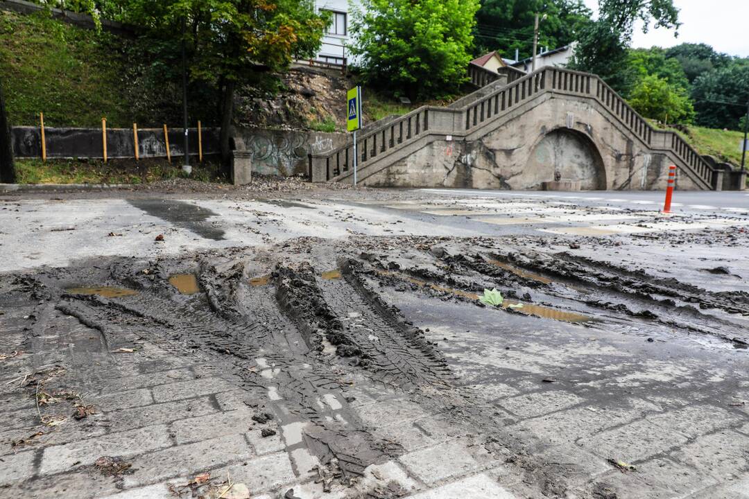 Kauno gatvės po lietaus