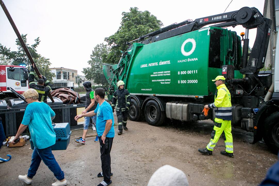Bevaisė į konteinerį išmesto šunelio gelbėjimo operacija