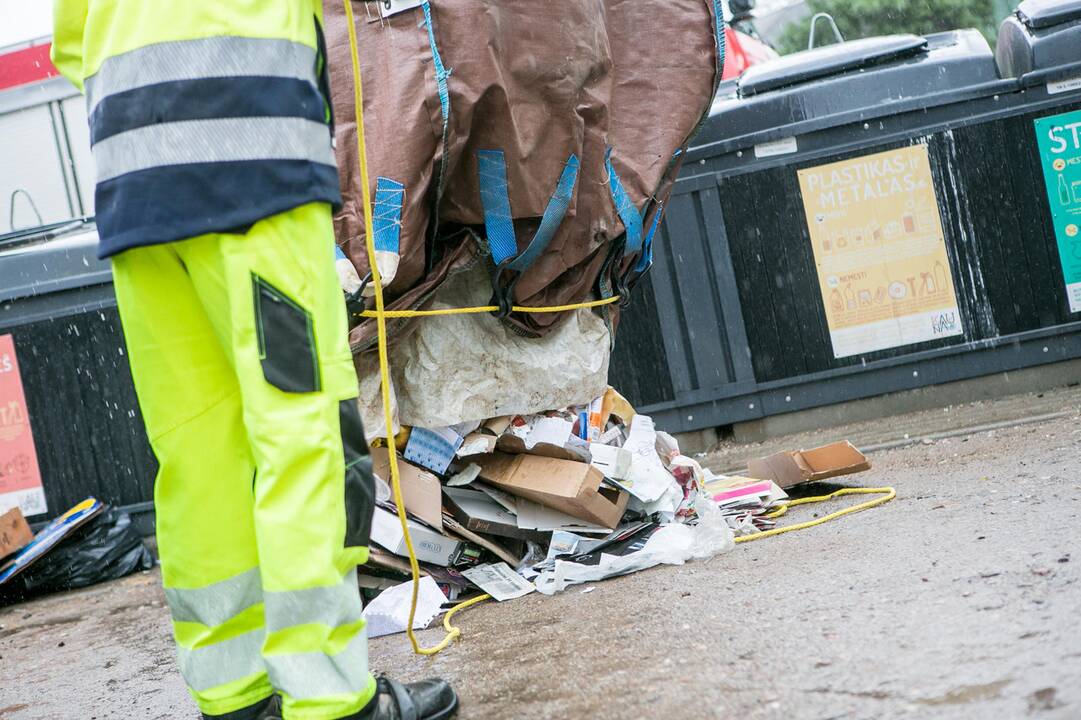 Bevaisė į konteinerį išmesto šunelio gelbėjimo operacija