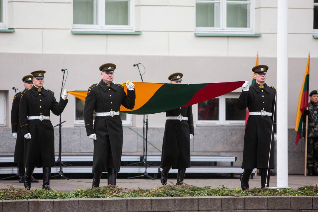 Trijų Baltijos valstybių vėliavų pakėlimo ceremonija S. Daukanto aikštėje