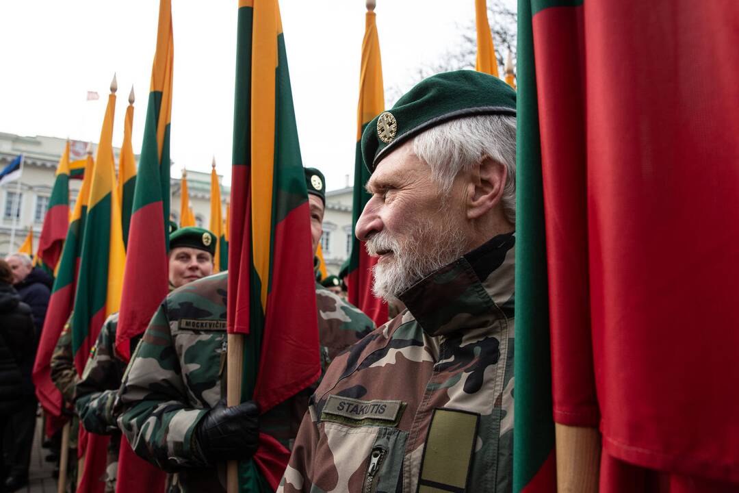 Trijų Baltijos valstybių vėliavų pakėlimo ceremonija S. Daukanto aikštėje