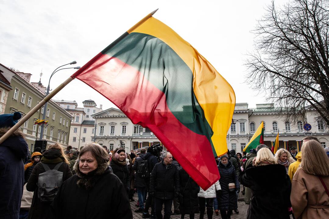 Trijų Baltijos valstybių vėliavų pakėlimo ceremonija S. Daukanto aikštėje