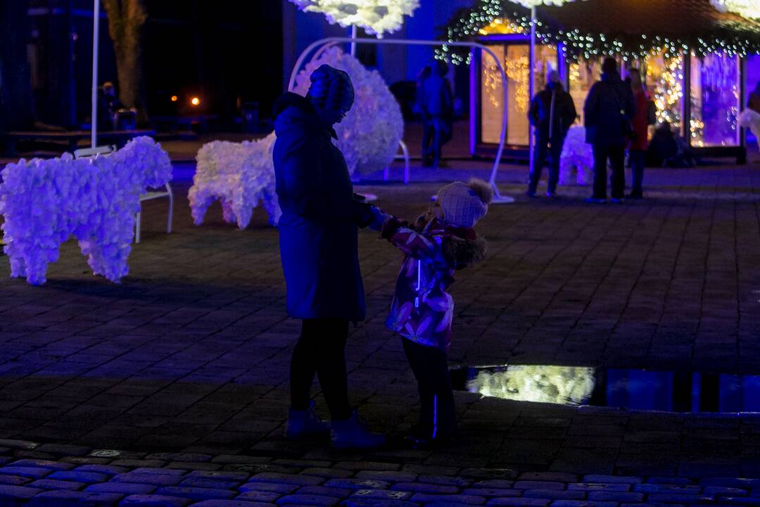 Pagerbiant COVID-19 aukas išjungta Kauno Kalėdų eglė