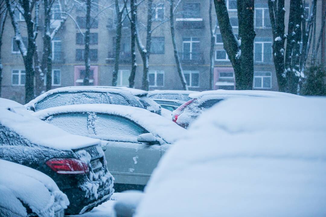 Kauną surakino sniego gniaužtai