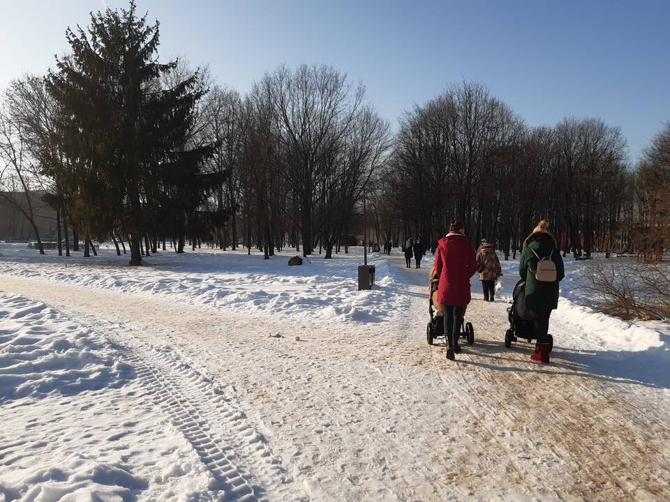 Saulėtos dienos išginė kauniečius į parkus