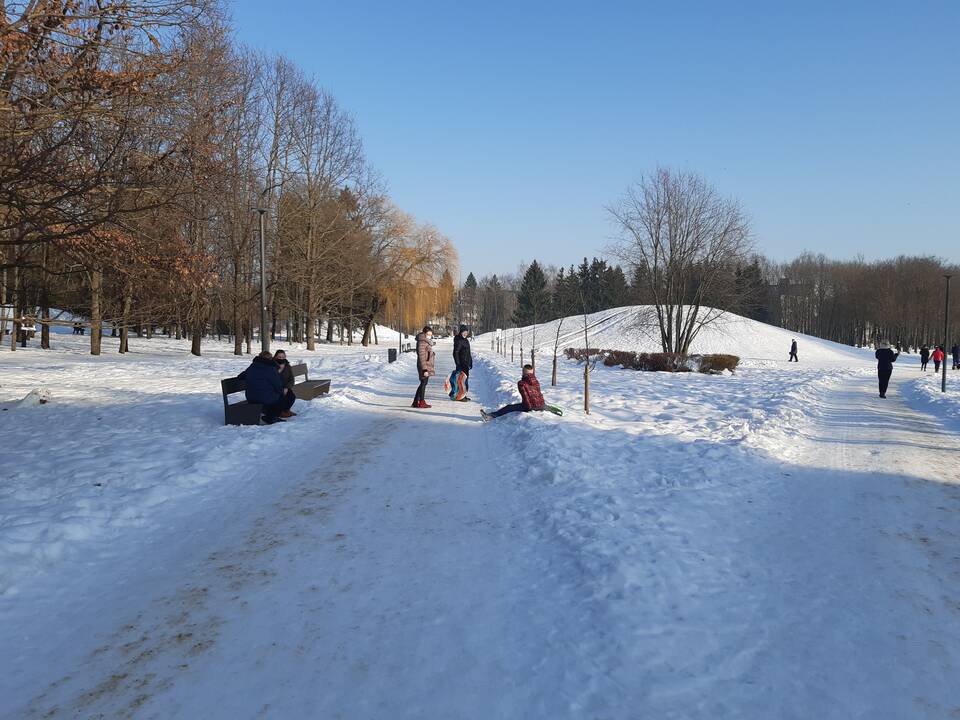 Saulėtos dienos išginė kauniečius į parkus