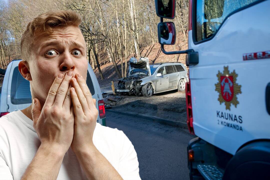 Nuo Kauno pareigūnų sprukęs vairuotojas rėžėsi į stulpą: už radinį automobilyje gresia kalėjimas