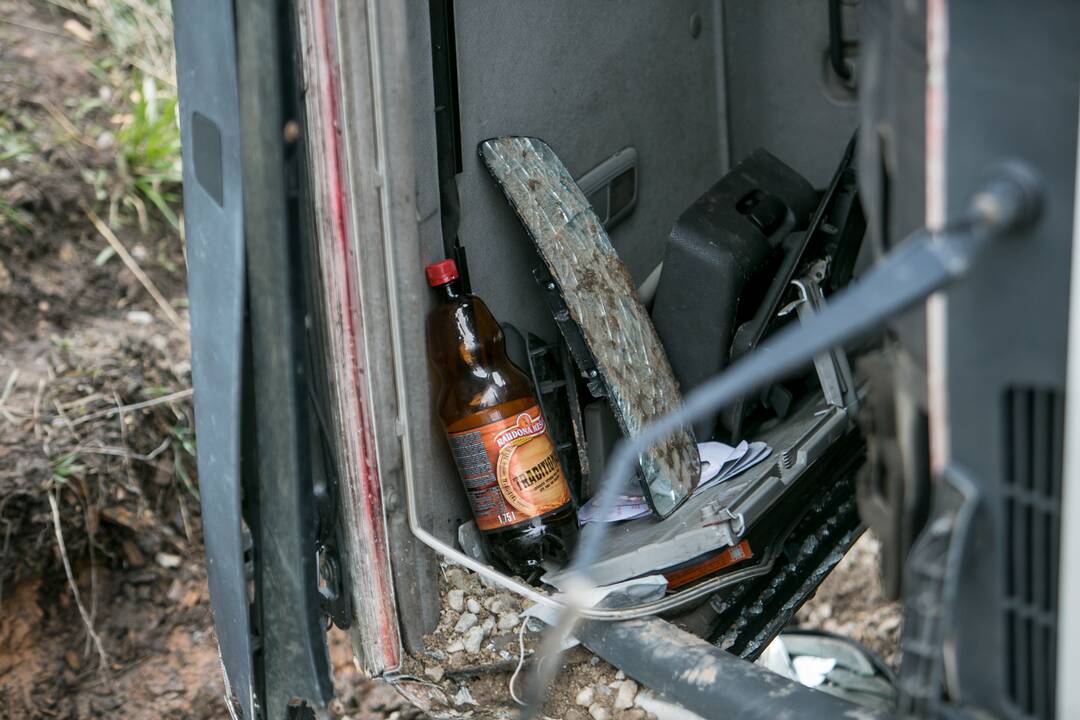Ties Amalių pervaža apvirto vilkikas