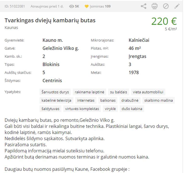 Situacija: nustebino sąlygos dėl buto nuomos – 90 eurų mokestį vadina apgavyste.