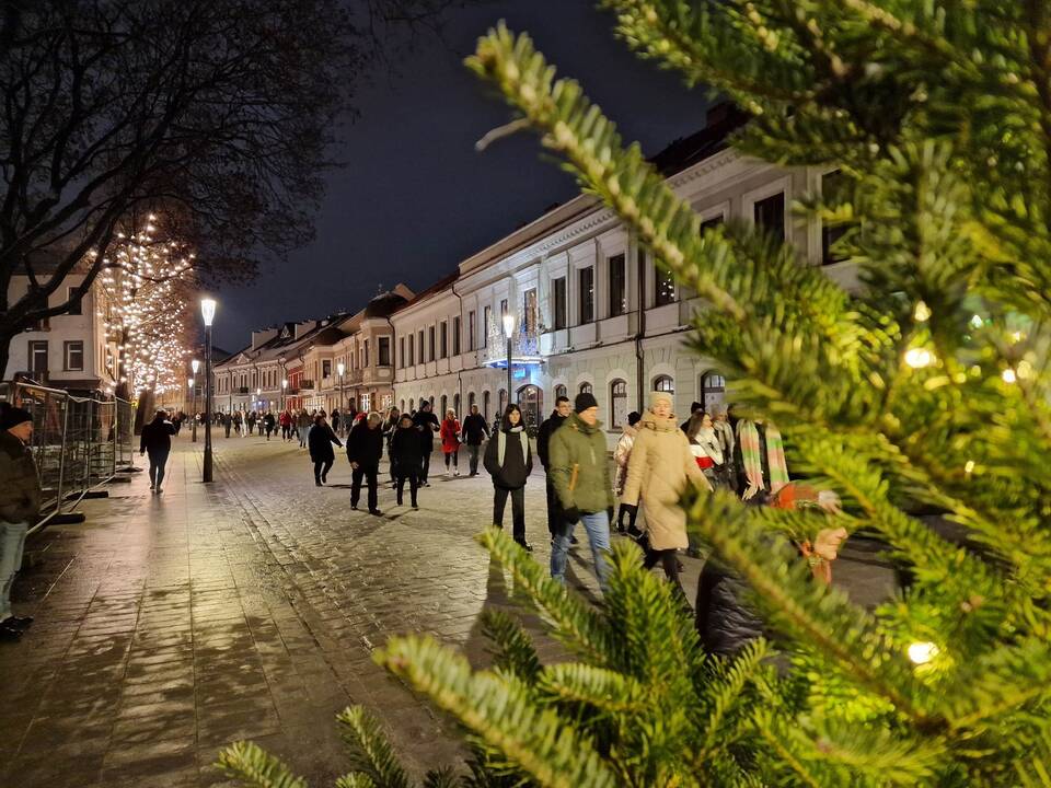 Į Kauno kalėdinės eglės įžiebimą susirinko tūkstantinė minia