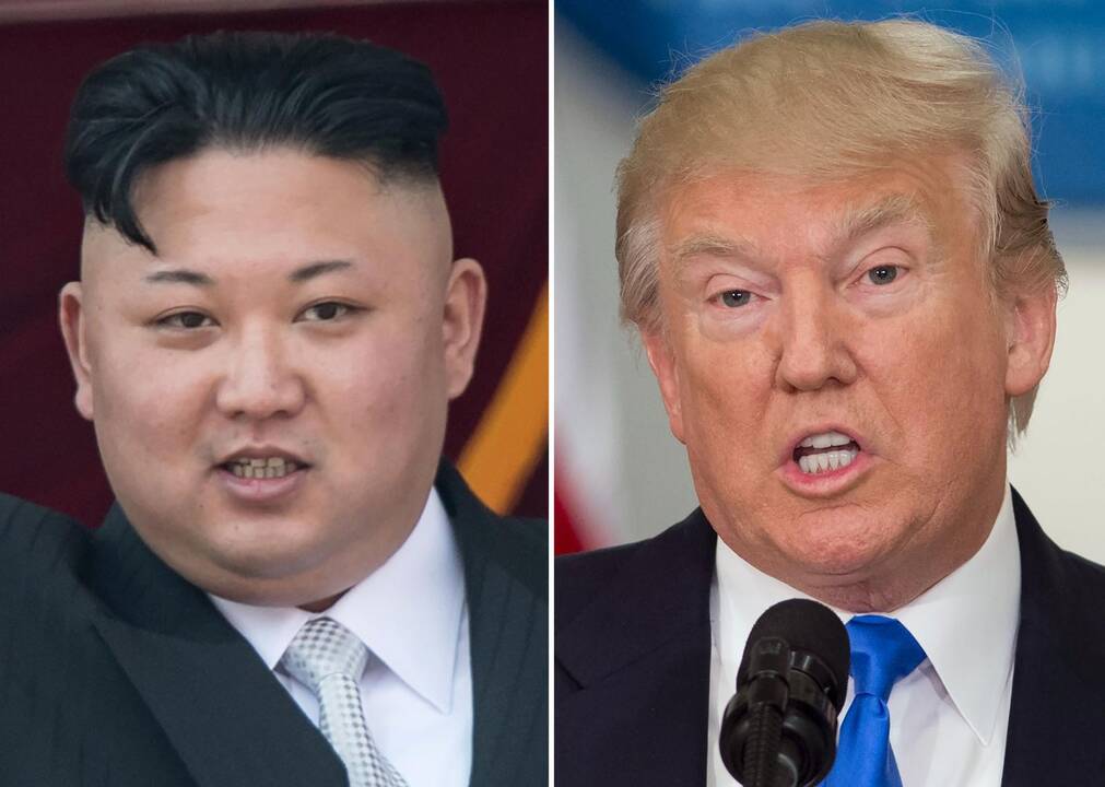 Kim Jong Un (kairėje) ir Donaldas Trumpas (dešinėje)