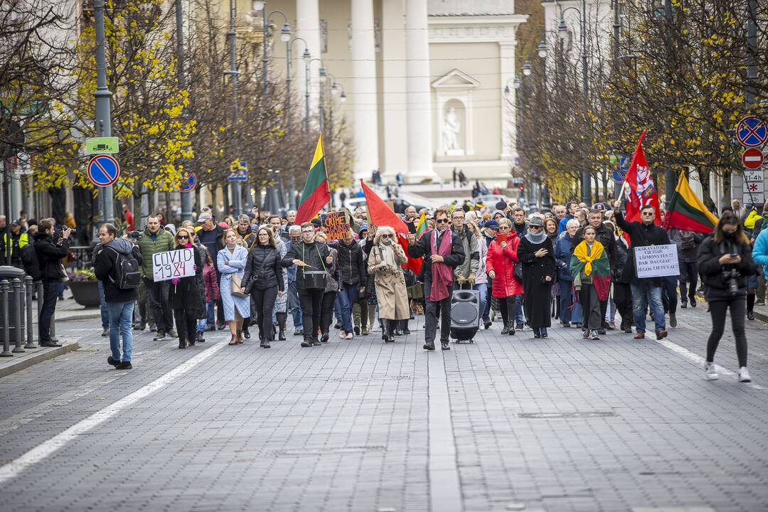 A. Astrauskaitės mitingas prieš pandemijos valdymą Vilniuje