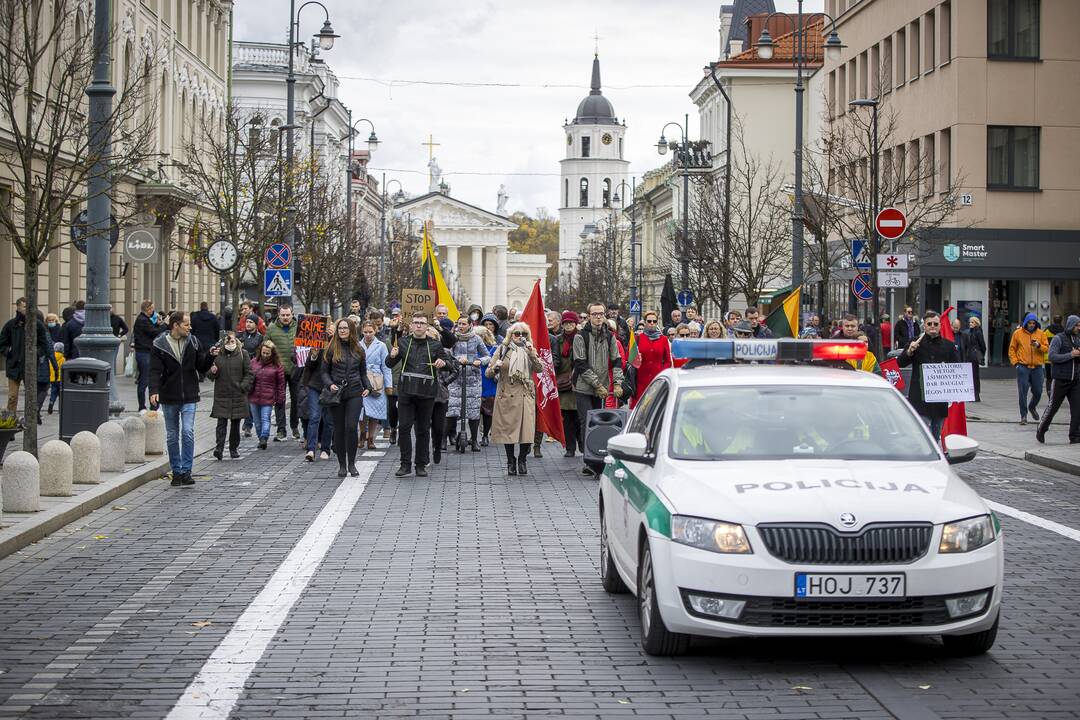 A. Astrauskaitės mitingas prieš pandemijos valdymą Vilniuje