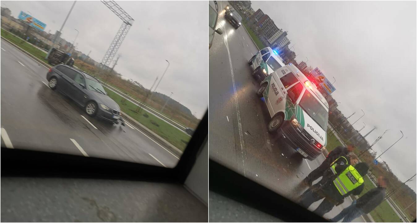 Per avariją sostinėje „Toyota“ apvirto ant šono, BMW vairuotojas – girtas