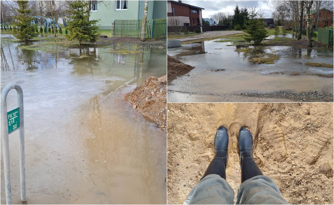 Nebaigta: darbininkai išvažiavo, bet balos liko.