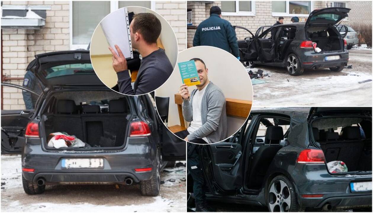 Biografija: veidus slėpę M. Tėvainis (iš kairės) ir D. Kalinovas po „VW Golf“ susprogdinimo įkliuvo ir dėl vagysčių iš automobilių.