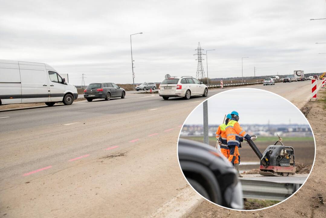 Dėl statybų kelyje A1 ir greičio ribojimų rekomenduojama kelionėms rinktis kitus maršrutus