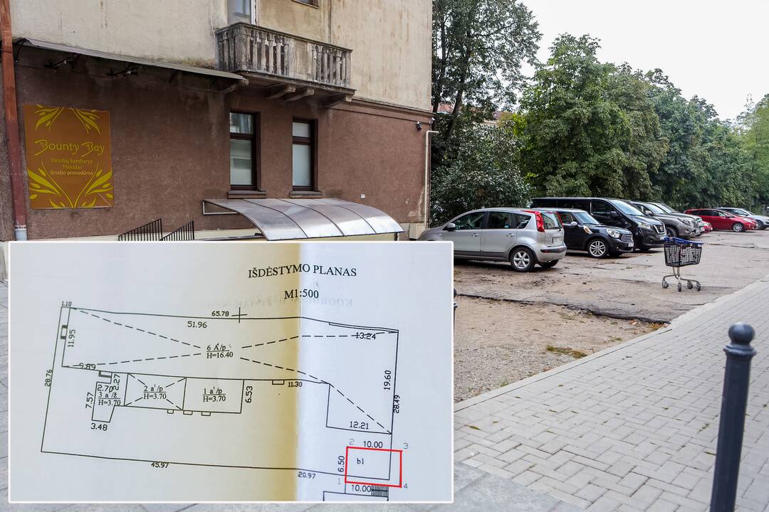 Ieškinys: G.Velavičius aiškina 2012 m. nusipirkęs patalpas kartu su lauko aikštele, tačiau naudotis ja negali bene dvejus metus ir tikisi servituto teisės.