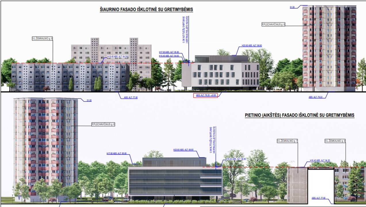 Vizija: klinika iškils atokiau gatvės, didelėje pievoje tarp šešiolikaaukščių.