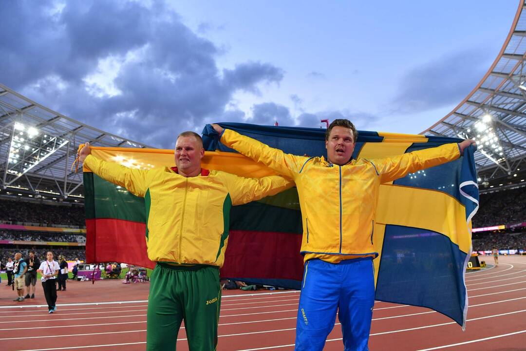 Konkurentai: prieš dvejus metus kovoje dėl pasaulio čempionato aukso medalio A.Gudžius numetė diską 2 cm toliau nei D.Stahlis.