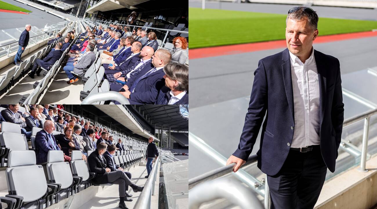 Simboliška: KKPDA narių susirinkimas surengtas netrukus duris visuomenei atversiančiame stadione.