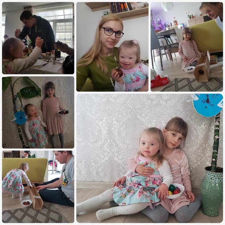 Odrė su tėveliais ir sesute