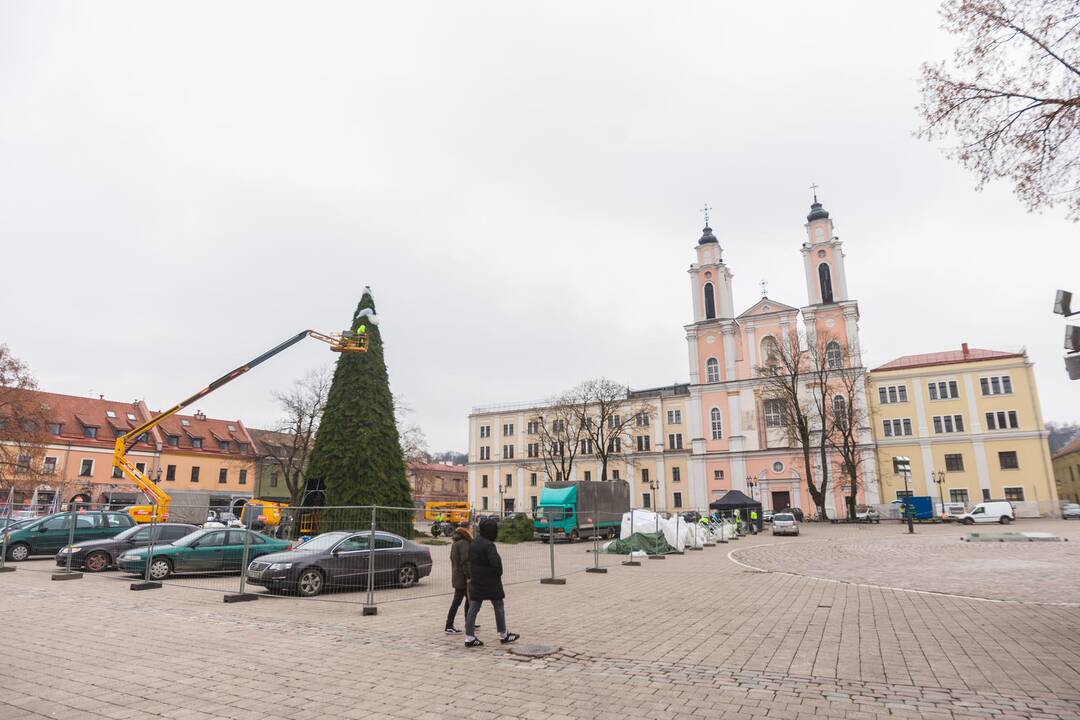 Kauno eglutės puošimas įgavo pagreitį